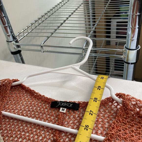 Vintage Jaskar Women's Orange Crochet Open Knit Tunic Top Size M‎ 70’s Vibes - Picture 3 of 9